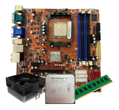 Kit Placa Mae Amd Phenom Socket Am3 Ddr3 Com Processador 2gb