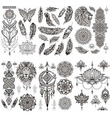 Tatuaje Temporale - Ooopsi 8 Sheets Black Henna Temporary Ta