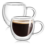 Pack 2 Tazas Doble Pared Vidrio 250ml Cafe Te Capuccino