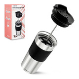 Redlemon Termo Para Café Con Prensa Francesa Integrada (350 M), Taza Portátil De Acero Inoxidable Con Doble Capa Y Tapa Hermética, Mantiene La Temperatura Hasta Por 5 Horas, Ecológico, Libre De Bpa