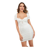 Vestido Dama Casual Corto Escote Blanco 334-01