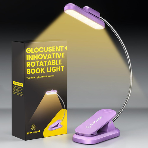 Glocusent Rotatable Book Light For Reading In Bed, Bright
