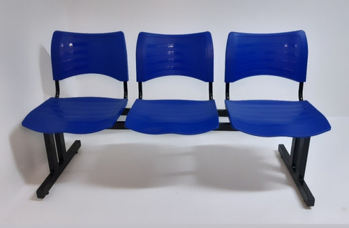 Cadeira Longarina Iso 3 Lugares /azul 