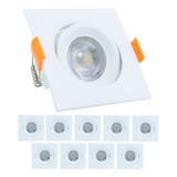 Kit 10 Spot Quadrado Embutir Direcionável Led 3w Quente