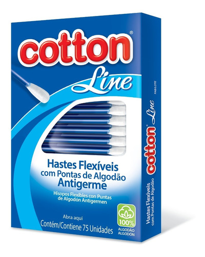 Hastes Flexíveis 75 Und 48 Cxs Cotonete Atacado Cotton Line