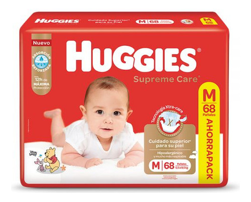 Huggies Supreme Care Pañales Tamaño Mediano M 68 Unidades