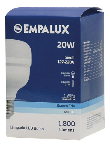 Lâmpada Led 20w 1800lm Biv 6500k Luz Branca Empalux