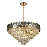 Lustre Pendente Redondo Abelha Cristal Preto Moderno