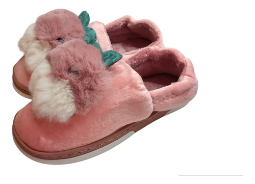 Pantufla Cerrada Mujer Importada Abrigo Base Goma Peluche