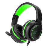 Auricular Gamer Verde Con Micrófono Vincha Ajustable Luz Led