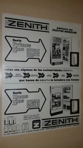 P254 Clipping Publicidad Heladeras Zenith Año 1968