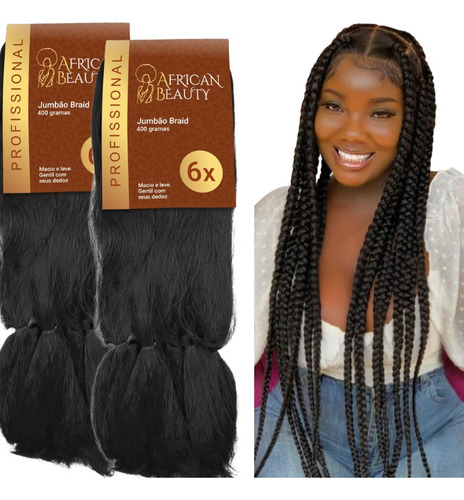 Jumbo Jumbão Cabelo P/ Trança African Beauty 2 Pacotes 800g