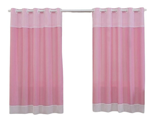 Cortina Para Quarto De Menina 2.20mts Tecido Rosa Voil Rose