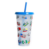 Vaso Con Forma De Pajita (bl) Con Tapa, Reutilizable, De Plá