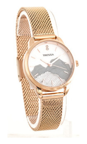 Reloj Tressa Alba-01 Dama Malla Tejida Rose A. Oficial C