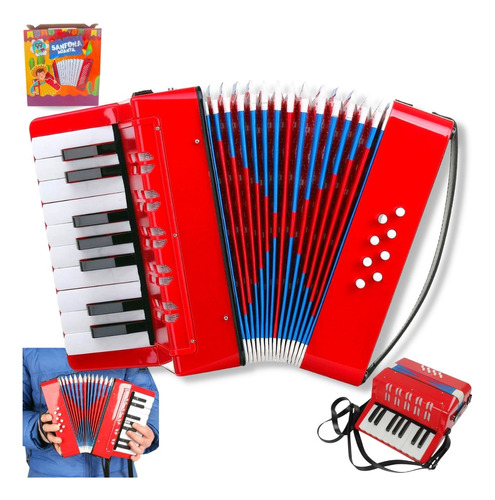 Acordeon Sanfona Gaita Infantil 8 Baixos 17 Teclas Brinquedo