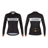 Jersey Ciclismo M/l Mujer Gw Colombia Sport Escalador Negr