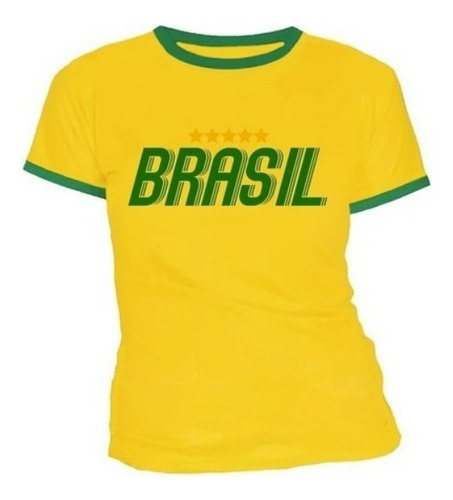 Camisa Feminina Brasil Baby Look Personalizada Brasil 2022