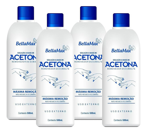 Acetona Natural Removedor De Esmalte 500ml Kit 4 Pçs 500ml