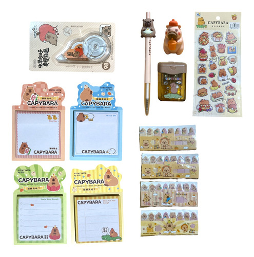 Kit Capibara Lapicera Super Cute Libreria Kawaii