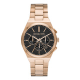 Reloj Hombre Michael Kors Mk9119 Lennox Color De La Correa Dorado Color Del Bisel Dorado Color Del Fondo Negro