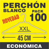 Perchas De Alambre X100 - Perchón Económico 45cm - Blanco