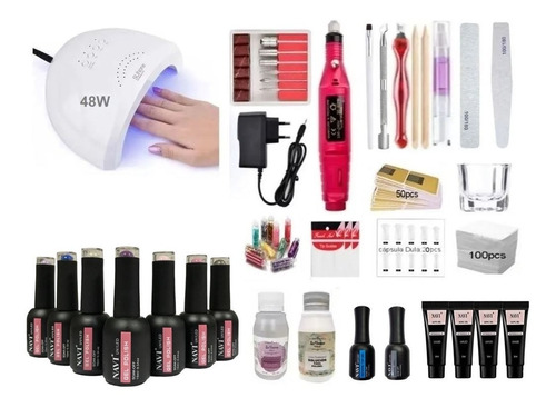 Kit Inicial X29 Completo Uñas Polygel Deco Art Cabina Torno