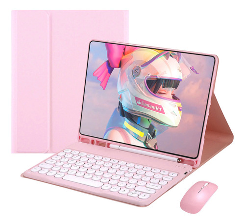 Capa Para iPad Air4/5 + Teclado Redondo + Mouse Sem Fio