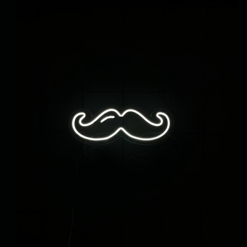 Luminária Led Neon Decoração Barbearia Barber Shop Bigode 