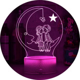 Lámpara Luz Led Acrilico Luna De  Amor Regalo Novios