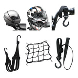 Kit3 Redes Malla Moto Sujetar Casco Portabulto Cuerda Gancho