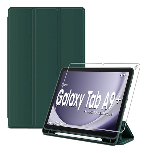 Capa Para Samsung Galaxy Tab A9+ Sm-x216 X210 + Pelicula Cor Verde