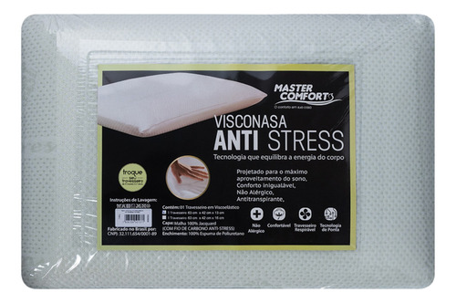 Travesseiro Nasa Anti Estresse Com Fio De Carbono 42x63x13