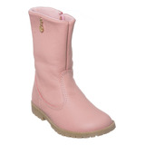 Bota Rosa Cano Alto Infantil Feminina Ortopé Baby Boot Couro