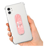 Suporte Celular De Dedo Personalizado Com Nome Mármore Rosé