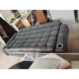 Hermoso Sofa Cama Color Negro Piel Vieja 