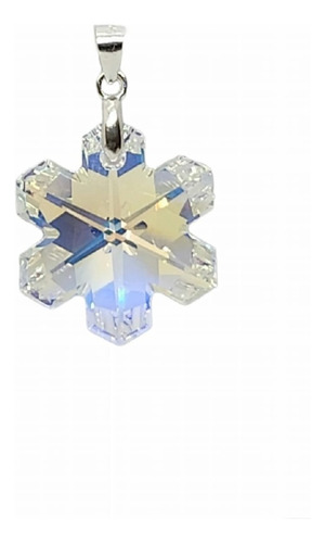 Dije Cristal Swarovski Copo De Nieve 20mm Engarce Plata 925