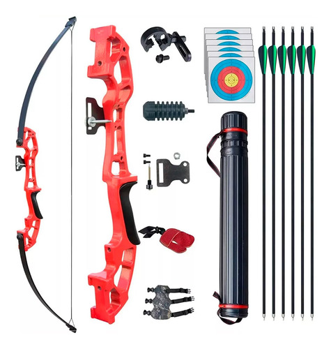 Set Arco Recurvo 6 Flechas Carbono Semiprofesional Tiro Arco