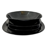 Set X19 Juego De Platos Opalina Negro Ovalado Comedor Cocina