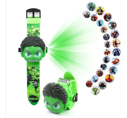 Relógio Hulk Infantil Digital Com Projetor De 24 Imagens - 