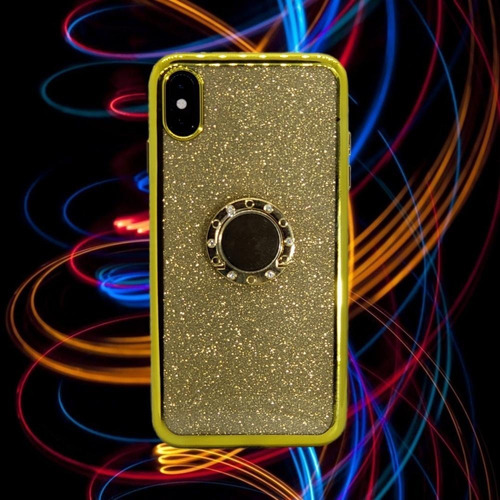 Funda Para iPhone Dorada Brillosa Con Anillo