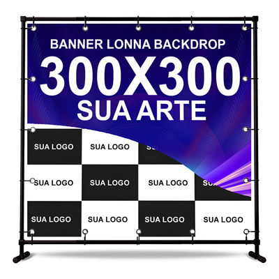 Painel Banner Personalizado Backdrop Lona 3x3 Com Ilhos | Parcelamento sem juros
