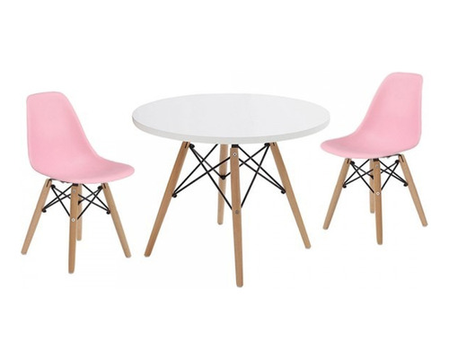 Combo Mesa Eames + 2 Sillas Eames Kids Niños P Alto Impacto