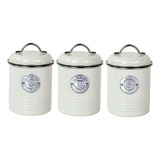 Juego De Tarros De Almacenamiento De Cocina, 3 Uds, Blanco