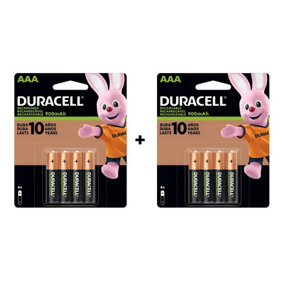 Duracell pack pilas recargables 8 AAA 900mAh 1.2V | MercadoLibre