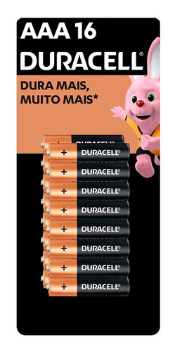 16 Pilhas Duracell Duralock Alcalina Aaa Embalagem C/16 Unid