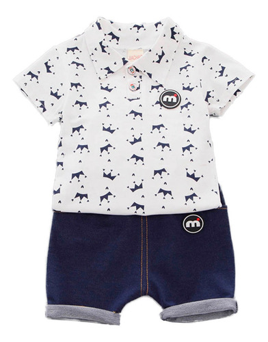 Conjunto Infantil Criança Menino Short Brim + Camisa Polo 