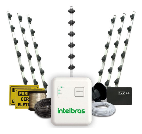 Kit P/90m Cerca Elétrica Intelbras + Big Haste 6 Isoladores Cor Branco