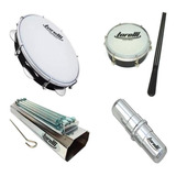 Kit Instrumentos Samba Pandeiro + Reco + Ganzá + Tamborim