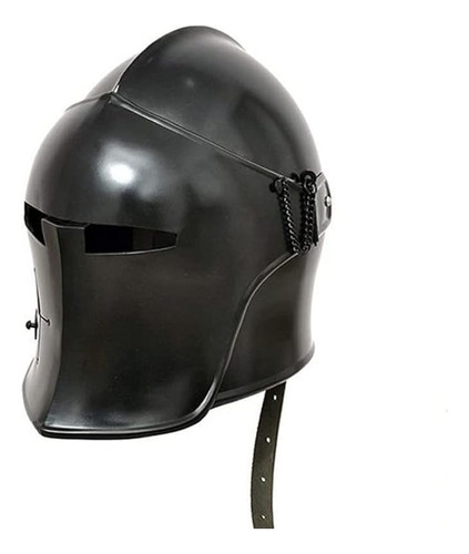 Barbuta Casco Caballero Templario Cruzado Negro Disfraz Larp